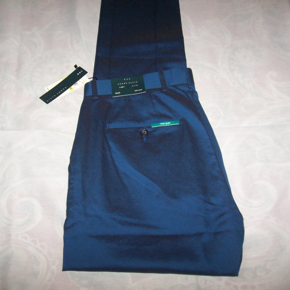 MEN'S PERRY ELLIS  BLUE - SLIM PANTS 30 X 32 NWT